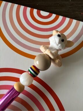 Puppy in my Pocket: Blonde Dog handmade beaded pen